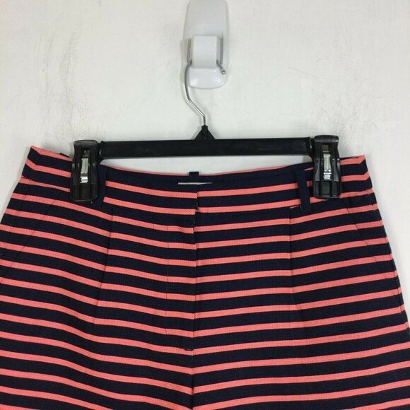 J. Crew Dolphin Hem Striped Shorts Womens Navy Pink Size 4 NWT - Picture 2 of 8